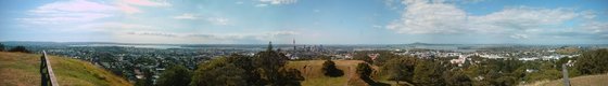Panoramic view over Auckland from Mount Eden