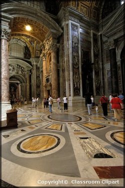 The Second Vatican Council convened in the Basilica of Saint Peter. The high canopy or baldocchino was designed by Bernini.