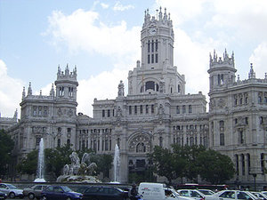 Plaza de Cibeles (Cibeles square) and the Palacio de Comunicaciones (Communications Palace)