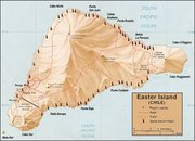 Map of Easter Island showing locations of Moai