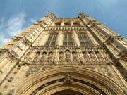 Victoria Tower from its base at the west