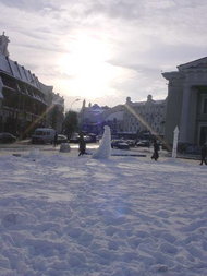 Vilnius main place by the winter 