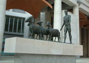 Shepherd and Sheep by ; Paternoster Square was long the site of a livestock market.