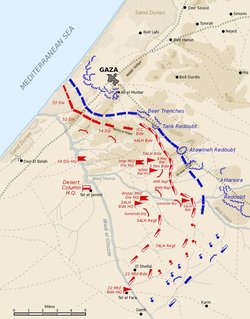 Position at 2pm, 2nd Battle of Gaza