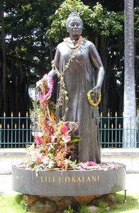 The statue of Queen Lili‘uokalani on the grounds of the State Capitol in Honolulu, Hawai‘i