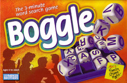 The box of the game Boggle