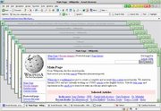 Screenshot of Avant Browser displaying the Wikipedia main page and other pages in multi-window