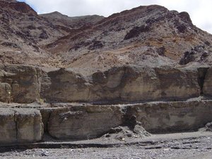 Cut and fill at the mouth of Mosaic Canyon