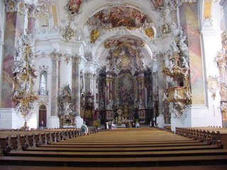 The Rococo Basilica at Ottobeuren (Bavaria): architectural spaces flow together and swarm with life