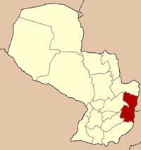 Map of Paraguay highlighting the department