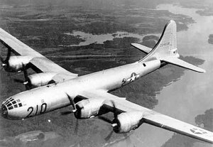 A B-29 being flown during training at  for transition to bombing from the B-29