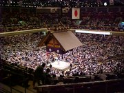 The sumo hall of Ryogoku in Tokyo during the May, 2001 tournament.