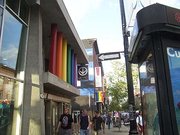 The rainbow decorates a metro station in Montreal's 