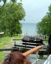 Flight of locks on Gta Kanal decending to Lake Boren