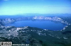 Most of Mazama fell into a large caldera, which was later filled with Crater Lake