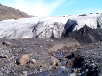 The Mrdalsjkull glacier on Iceland. This little "tongue" of the glacier was accessible by car.