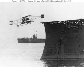 Ely takes off from the USS Birmingham, November 14, 1910