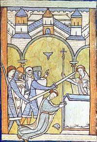  , the earliest known depiction of Becket's assassination