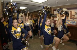 Cheerleaders in formation.