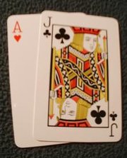 Blackjack! The Jack , like the Queen and King, counts 10 points, and the player picks a value of 1 or 11 for the Ace.