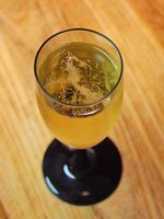 A glass of sparkling wine