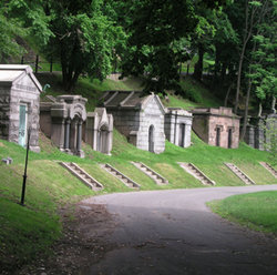 A few of the many mausoleums at Green-Wood