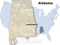 Map of Alabama provided by Classroom Clipart (http://classroomclipart.com)