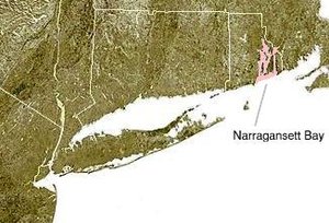 Narragansett Bay, shown in pink