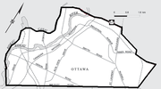 Map of the Ottawa South provincial electoral district for the 1987, 1990 and 1995 elections.