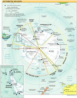 Research stations and territorial claims in Antarctica.