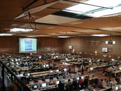 A medium-sized (approximately 300 people) LAN party in a sports hall in northern Germany