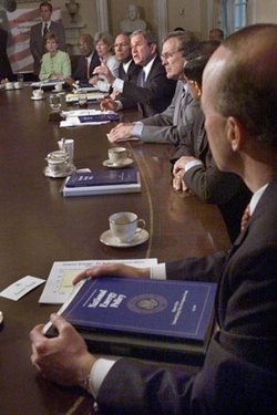 Cabinet meeting on May 16, 2001. Members are seated according to .