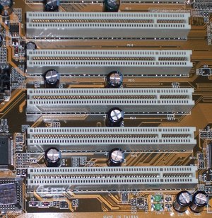 PCI slots on a motherboard