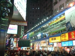Large crowd of shoppers can be seen on Causeway Bay.