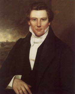 Joseph Smith painting owned by the Joseph Smith family.  Joseph Smith III, eleven years old at his father's death, said this was the best likeness of his father.