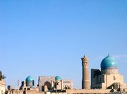 City skyline of Bukhara, dominated by the Kalon minaret