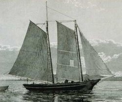 Two-masted fishing schooner