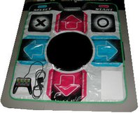 Dance platform for PlayStation version of DDR, with a hand controller in the lower left square