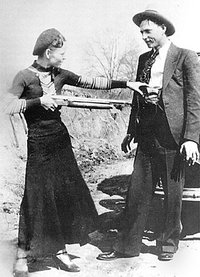 Bonnie and Clyde clowning.