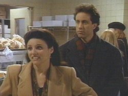 Julia Louis-Dreyfus as Elaine, and Jerry Seinfeld as himself