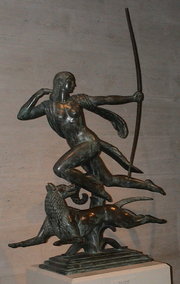 Hounds have been used for hunting since ancient times, as suggested by this statue of the goddess  hunting.