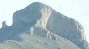 Elephant-shaped bluff west of South Franklin peak, looking south on Transmountain Road, El Paso Texas