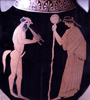 Satyr playing an aulos