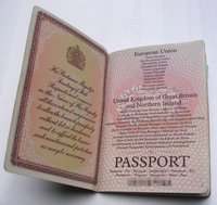 The title page of  passports bears the name European Union, then the name of the issuing country, in the languages of all EU countries. Here is a British passport.