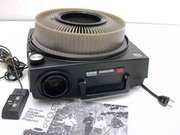 A carousel slide projector