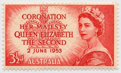 An Australian stamp commemorating the Coronation of  in 