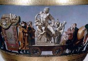 Detail of a Svres urn by Antoine Beranger, showing the arrival of the Laocon statue in Paris in 1799