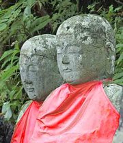 Red-bibbed Jizo statues in 