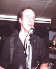 Pete Wright performing with Crass, London, December 1981