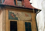 Wall sundial on East-facing wall, Prague, about 1740